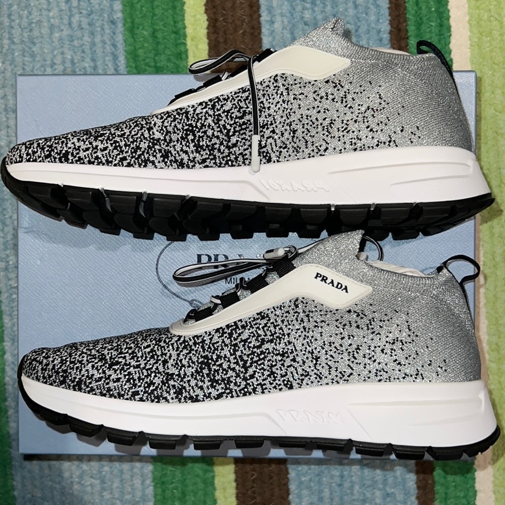 Prada authentic knit black and silver sneakers - Picture 3 of 5